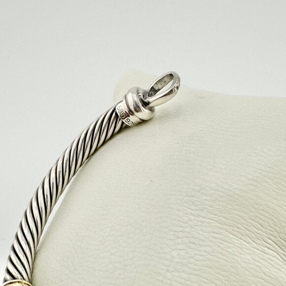 David Yurman Metro Cable Bracelet w/ 14K Yellow Gold & White Diamonds - Medium - Picture 8 of 10